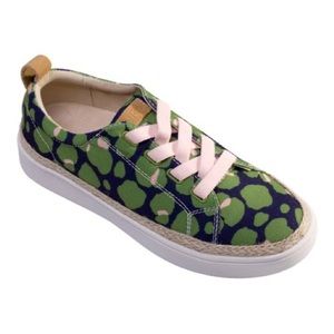 NEW Spenco Green & Bokeh Navy Malibu Spotted Canvas Lace-Up Orthotic Sneakers 8